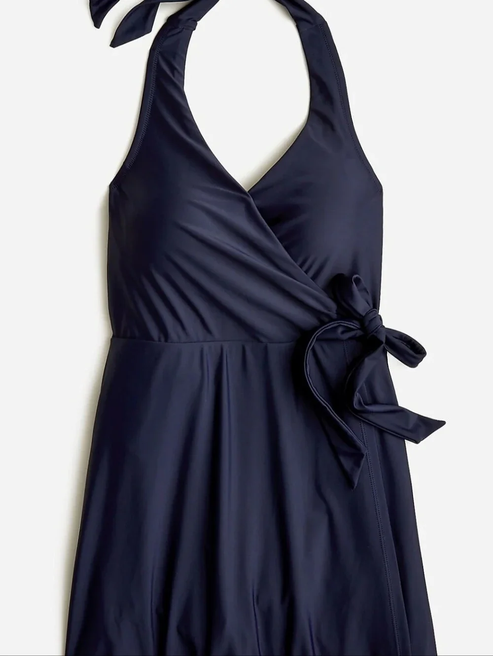 J.Crew Halter Wrap Swim Dress Women 20 Navy Blue Preppy Nautical Coastal Classic
